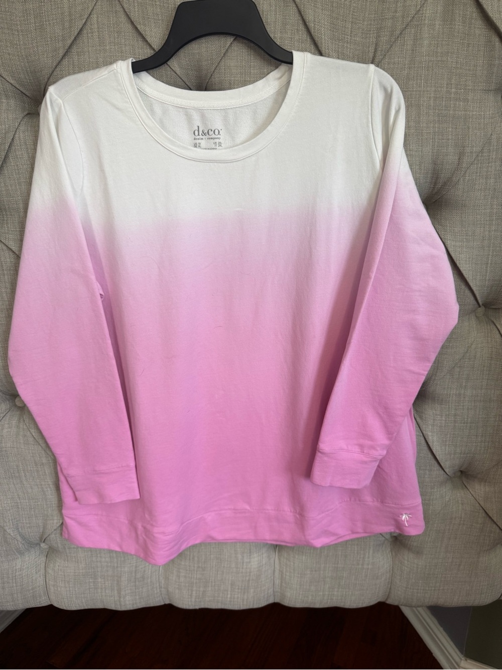 Denim&Co Pink and White Ombre Long-Sleeve Tee